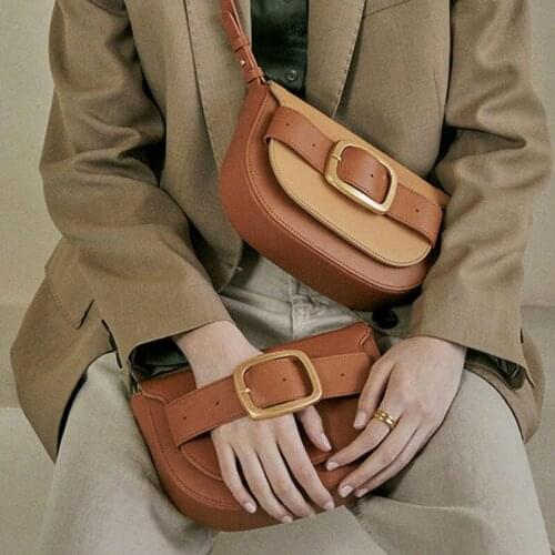 Women bag 2020 new fashion PU Flap Panelled Lock 2 covers shoulder bag purse Euro-America style luxury designer bags Saddle bag