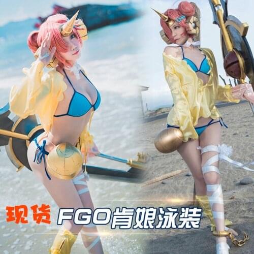 In Stock!Anime Fate/Apocrypha Cos Frankenstein Sexy Blue Beach Bikini Full Set Cosplay Swimsuit Costume F