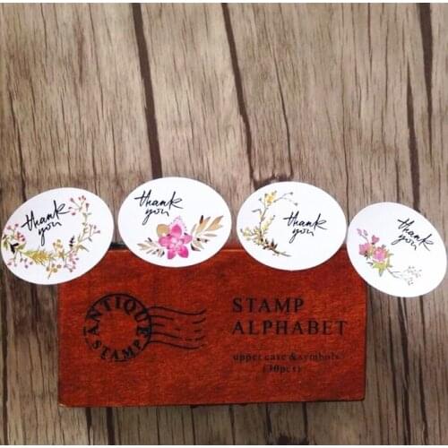 120pcs/pack Retro Flower For Gift Cake Baking Thank You Vintage Reward Stationery Sticker