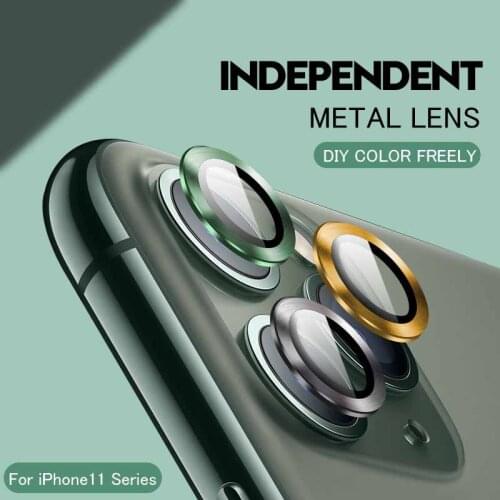 2 in 1 Back Camera Screen Protector Glass + Metal Lens Ring For iPhone 11 Pro Max Camera Screen Protctor For iPhone 11 Pro Cover