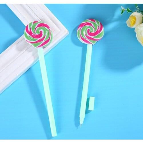Pack of 20 Pcs Creative Black Gel Pen Creative Lollipop Shaped Refillable Durable Novelty Stationery for Children