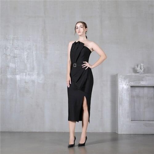 2021 Summer Dress Red Elegant Bodyocn Party Club Celebrity Bandage Women Dress Strapless Ladies Fashion Clothes