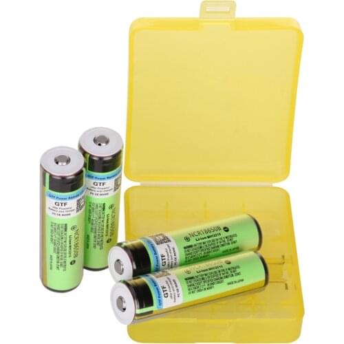 GTF 4pcs Original 18650 NCR18650B 3.7V 3400mah Lithium Rechargeable Battery with PCB for Flashlight batteries +Battry Case Box