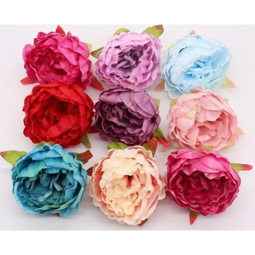 5pcs/lot 10cm High Quality Peony Flower Head Silk Artificial Flower Wedding Decoration DIY Garland Craft Flower