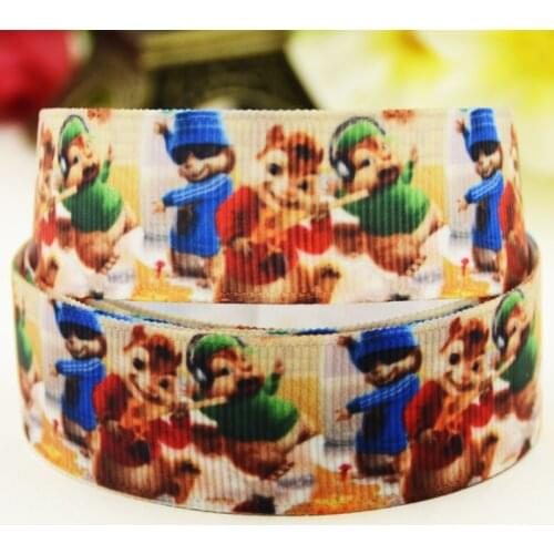 22mm 25mm 38mm 75mm Alvin and the Chipmunks Cartoon printed Grosgrain Ribbon party decoration 10 Yards X-03070