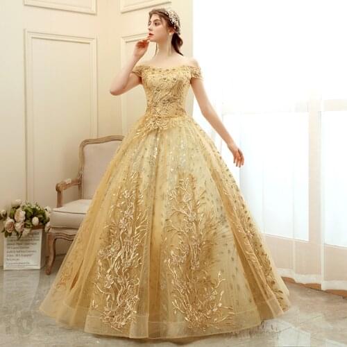 Golden embroidery glitter ball gown long dress vintage medieval dress Renaissance princess Victoria dress