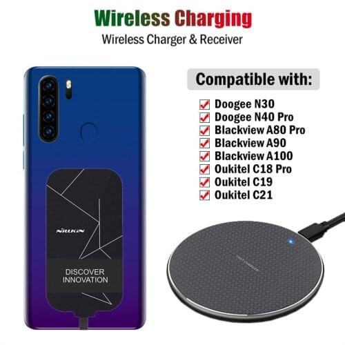 Qi Wireless Charging for Blackview A100 A90 A80 Pro Doogee N30 N40 Pro Oukitel C21 C19 Wireless Charger+USB Type-C Receiver