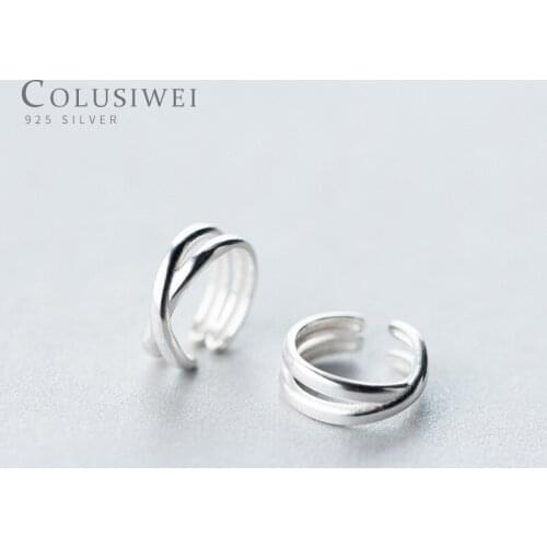 Colusiwei Real 925 Sterling Silver Geometric Clip Earrings Small Ear Cuff Simple Earring Anti-allergic Gifts for Girl Jewelry