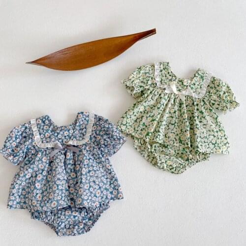 Ins Hot Sale Baby Girls Daisy Pattern Romper