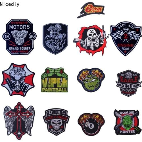 DIY Punk Patch Skull Embroidery Brand Patches Iron On Clothing On Patches Stripe Applique Patch College Badges Stickers C