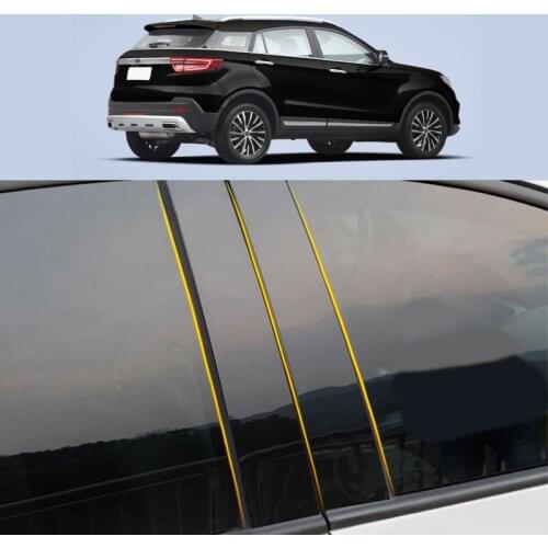 Car PC Material Pillar Post Cover Door Trim Window Piano Black Molding Sticker Plate 8pcs For Ford Territory 2019-2022