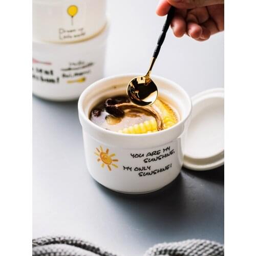 Water-insulated pot for household steamed eggs with birds nest and ginseng soup 1-2 trumpet Japanese-style one-person small bow