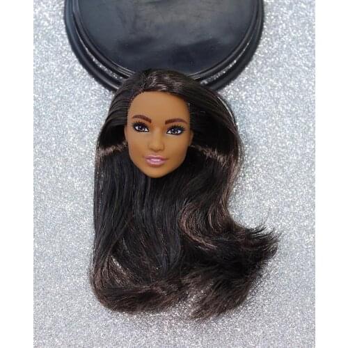 Doll Toy Head Princess 1/6 Sparkly Bling Hair Heads Black Brown White Skin Rare Collection Asia Face Doll Heads Girl Gift Toy