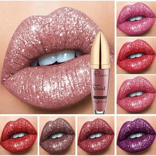 Shimmer Lip Gloss 15 Colors Matte Diamond Waterproof Long Lasting Glitter Liquid Lipstick Shiny Red Pink Lip Beauty Makeup