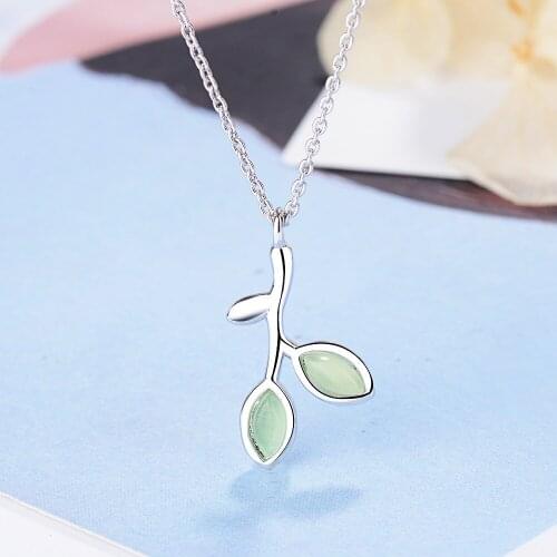 Fashion Long Silver Color Opal Leaf Choker Necklaces For Women Wedding Boho Statement Necklace joyas de plata