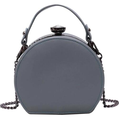 Fashion Rivet Round Bags For Women 2020 PU Leather Handbags Women Bags Designer Chains Diamonds Women Shoulder Crossbody Bags