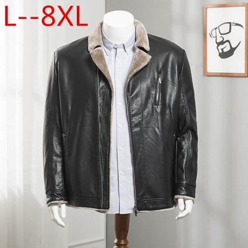 8XL Men Genuine Jacket Winter Faux Fur Sheepskin Coat For Mens Brand Jacket Male Solid Turn-down Collar Natural Leather Jacket
