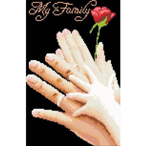 Happy family cross stitch package parents baby aida 18ct 14ct 11ct black cloth people kit embroidery DIY handmade needlework