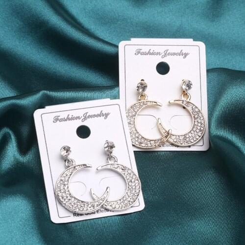 Unusual Drop Earring 2021 Trend Long Hanging Piercing Crystal Jewelry Pendants Stainless Steel Moon Earrings For Women Vintage
