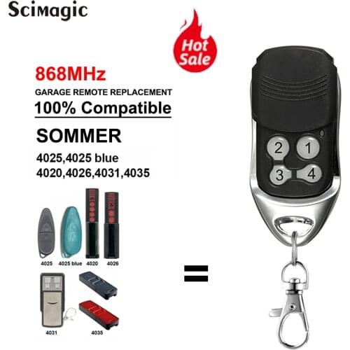 Remote Garage Rolling Code 868 MHz SOMMER 4026 TX03-868-2 4020 TX03-868-4 Garage Door Remote Control SOMMER 868.35 MHz Remote
