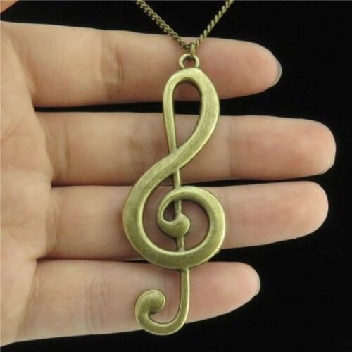 GLOWCAT Q21A02 Bronze Alloy Kid Party Smooth 62mm Music Note Pendant Short Chain Collar Choker Necklace 18"