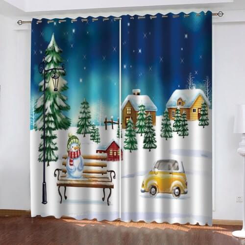 Luxury Blackout 3D Window Curtains For Living Room Bedroom snow christmas curtains stereoscopic curtains