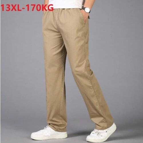 Summer spring Men casual cargo pants cotton plus size 8XL 10XL 13XL safari style simple pants out door straight pants armygreen