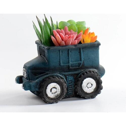 Silicone Concrete Mold for Cement Flower Pot Cute Cartoon Truck Planter Pot Mould