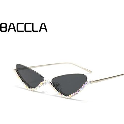 BAC CLACrystal Sunglasses Women Men Fashion Personality Cat Eye Anti-UV Blue Yellow UV400 Mirror Feminino De Sol Gafas
