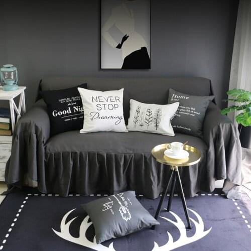 Nordic Modern 100% Cotton Sofa Cover Solid Color Dark Grey Full Cover Sofa Towel Four Seasons Universal Couch Cove Non Slip