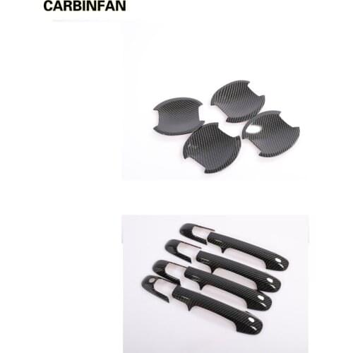 Car Stylings Carbon Fiber Texture Car Door Handle Bowl Decoration Cover Trim Sticker For Honda Accord 6th 2006 Accessories