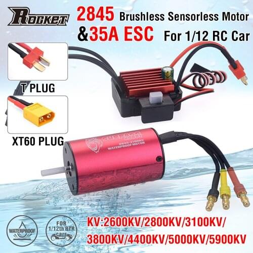 SURPASSHOBBY 2845 5900KV Waterproof Brushless Motor 35A ESC T Deans for Traxxas Trx4 HSP Monster Buggy Off-Road 1/12 RC Car