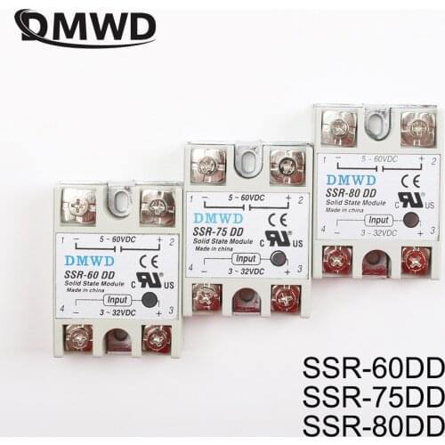 Solid state relay SSR-60DD SSR-75DD SSR-80DD actually 3-32V DC TO 5-60 DC SSR relay solid state with heat sink radiator