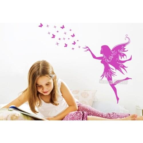 Magic Fairy & Butterflys Wall Sticker Kids Bedroom Decor Gift Creative Little Girl Wall Sticker for Home DIY Art Decals LA363