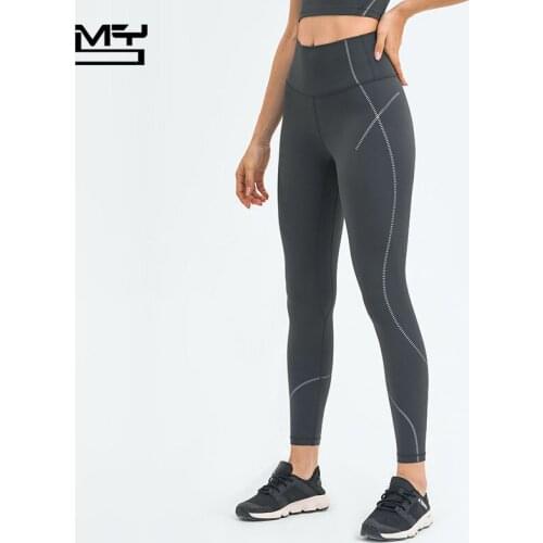 MYS Yoga Pants Women Naked Feel GYM Capri Fitness Legging High Waist Pocket Elastic Squat Proof Butt Lifting Nylon Sport Tights