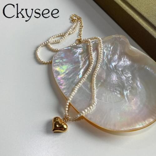 Ckysee News 925 Sterling Silver Necklace Pearl Chain Love Pendant Necklace For Fashion Women Minimalist Fine Charms Fine Jewelry