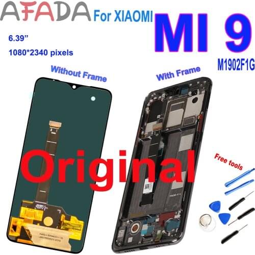 Original 6.39'' For xiaomi Mi 9 LCD Display Touch Screen Digitizer Assembly Sensor with frame For Mi9 M1902F1G LCD Repair Parts