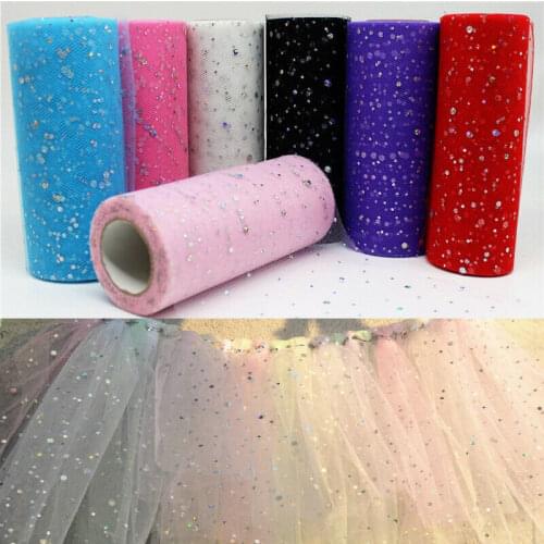 10Yards/roll 15cm Glitter Sequin Tulle Roll Wedding Decoration Tulle Fabric Tutu Dress DIY Organza Baby Shower Party Supplies
