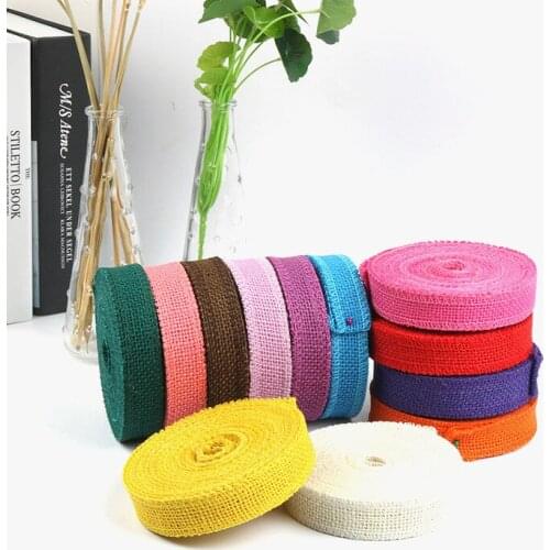 100m Colorful Natural Jute Ribbon Roll 2.5cm Width Vintage Hessian Burlap Belt Festival Home Decoration Wedding Party Supplies