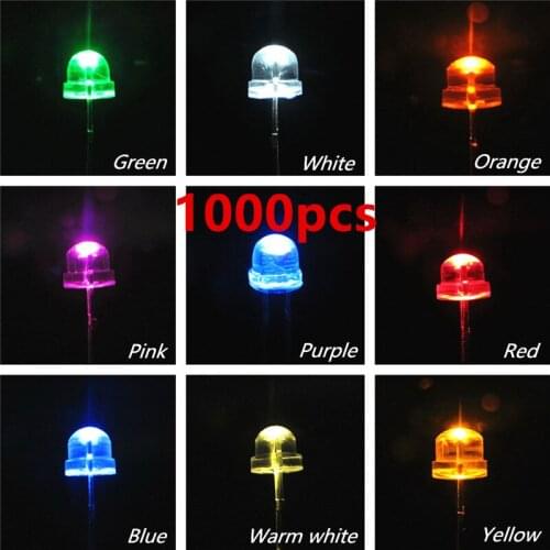 1000pcs 5mm Straw Hat Led Urtal Bright Wide Angle Led Lamp Light Bulb 5MM Emitting Diodes Active Components