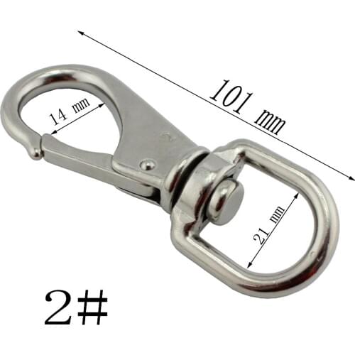 2pcs 101mm Swivel Eye Spring Snap Hook Quick hook Chain Fastener Hook Carabiner Stainless Steel Hiking Camping