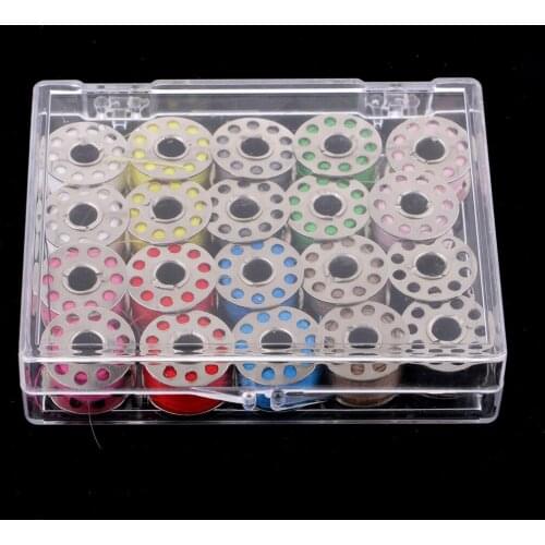 20 Pieces Cotton Colorful Sewing Thread + 20 Grid Stainless Steel Machine Bobbins