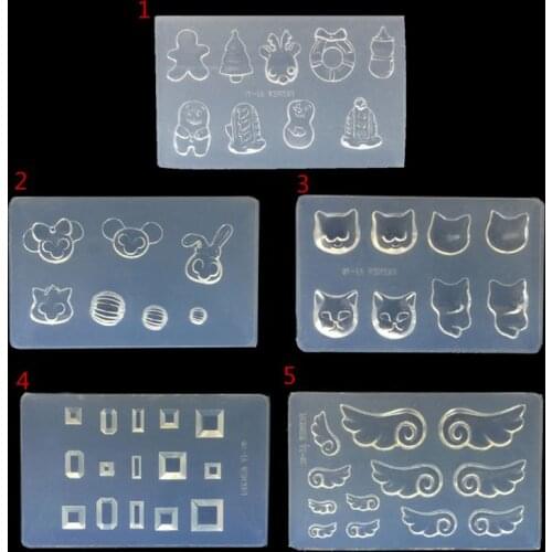 83XC DIY Nail Art Silicone Mold 3D Cat Rabbit Wing Square Resin Mold Jewelry Tools