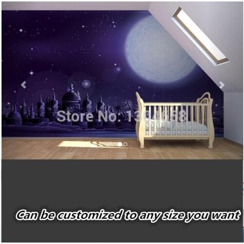 Free shipping custom 3D mural living room bedroom childrens room background wallpaper Ancient Moonlit Fairytale Mural Wallpaper