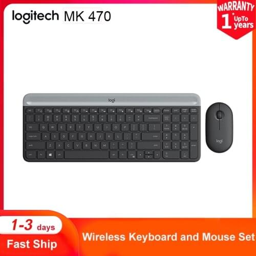 Logitech Original MK470 Wireless Keyboard And Mouse Set Ultra-Thin 2.4G Silent 1000DPI Slim Keboards Mice Comos PC Laptop Office