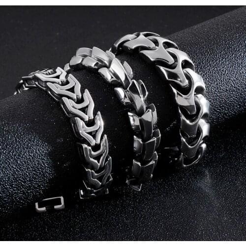 Men Punk Rock Viking Dragon Bracelet Hiphop Retro Stainless Steel Charm Biker Cuban Chain Male Bracelets Bangle Jewelry Pulseras