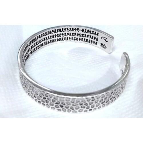 Sole Memory Retro Spot Thai Silver Personality Original Sutra 925 Sterling Silver Female Resizable Bangles SBR167
