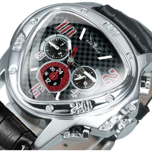 JARAGAR Men Automatic Watch Mechanical Wrist Watch Leisure Sport Car Race Pilot Big Case Top Luxury Brand Triangle Reloj Hombre