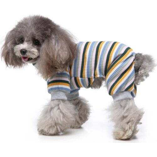 Pure Cotton Stripes Dog Two-Legged Jumpsuit Puppy Rompers Cozy For Small Medium Dogs Cats Multicolor Dog Clothes Supplies