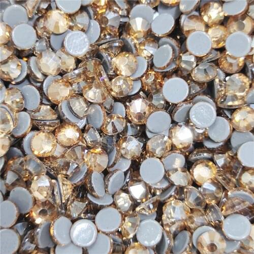 Golden Champ Crystal Clear Super Bright Glass Hot fix Rhinestones Hight Quality Flatback For Fabric стразы Nail Art Decorations